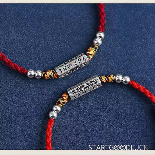 Tibetan Handmade Red String Good Luck Bracelet with Six - Syllable Mantra: Blessings in Every Knot - StartGoodLuck