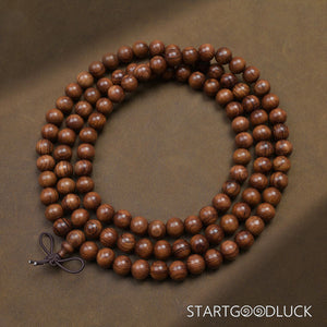 Tibetan Natural Huanghuali 108 - Bead Mala Necklace: Eliminate Troubles, Attract Blessings - StartGoodLuck