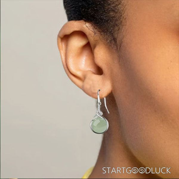 Vintage Chinese Style Jade Earrings - Natural Jade & Silver