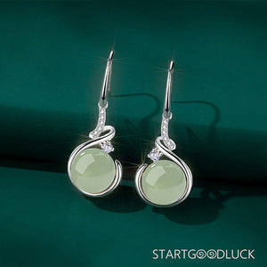 Vintage Chinese Style Jade Earrings - Natural Jade & Silver - StartGoodLuck