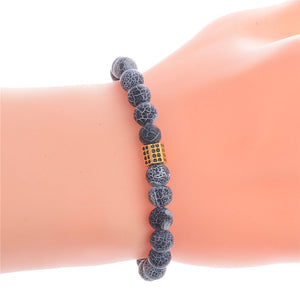 Volcanic rock Bracelet bracelet 8mm Wind fossil beads