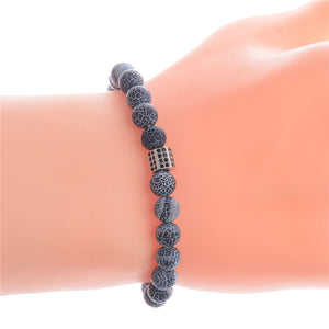 Volcanic rock Bracelet bracelet 8mm Wind fossil beads