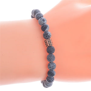 Volcanic rock Bracelet bracelet 8mm Wind fossil beads