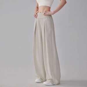 Women Casual Style Thin Quick-drying Sports Solid Color Wide-leg Pants