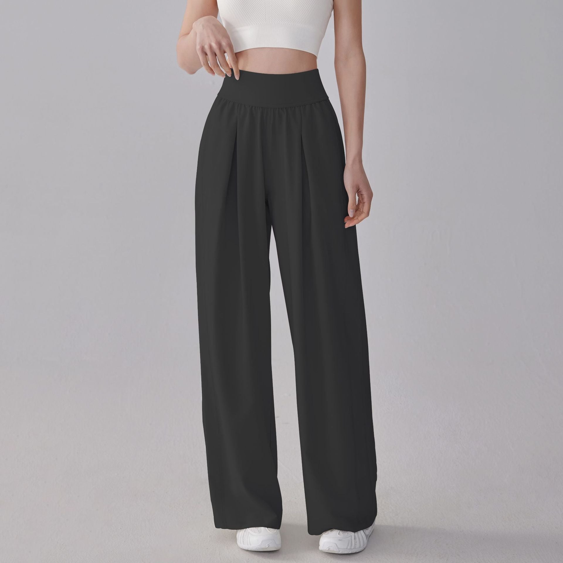 Women Casual Style Thin Quick-drying Sports Solid Color Wide-leg Pants