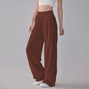 Women Casual Style Thin Quick-drying Sports Solid Color Wide-leg Pants