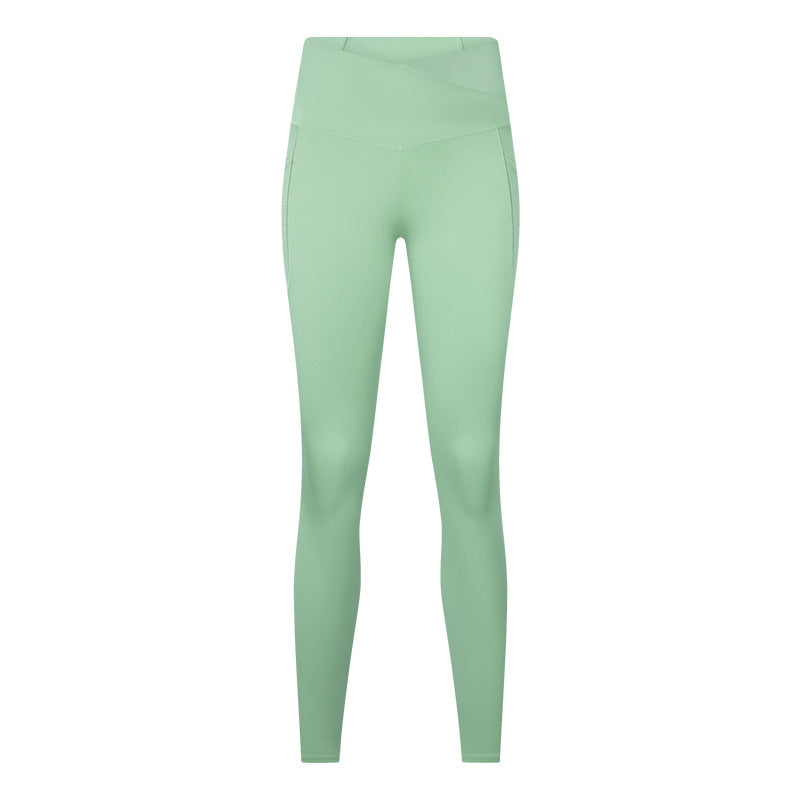 Women Solid Color Yoga Sports Style Nylon & Spandex High Waist Fitness Leggings