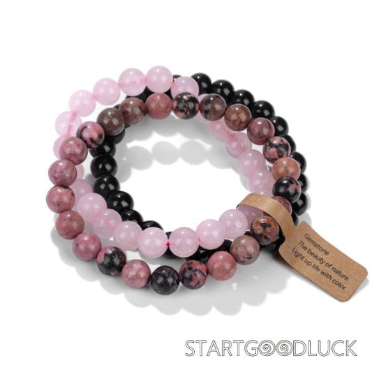 Women Stretch Bracelet | Crystal & Agate Bracelet Set |  Mental Heath Gemstone