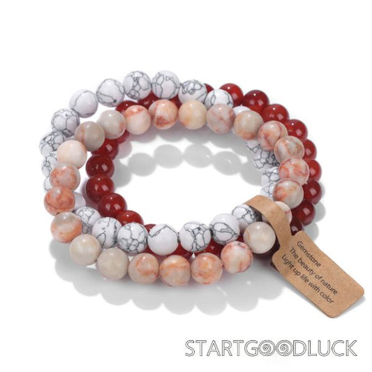 Women Stretch Bracelet | Crystal & Agate Bracelet Set |  Mental Heath Gemstone