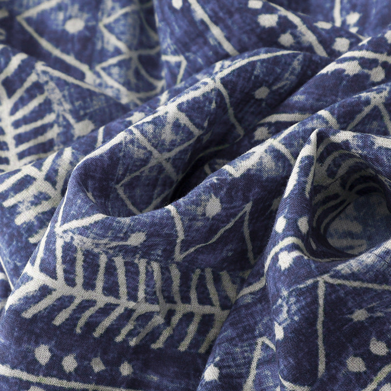 Women Thin Cotton and Linen Ethnic Style Loose Elastic Waist Straight Pants 