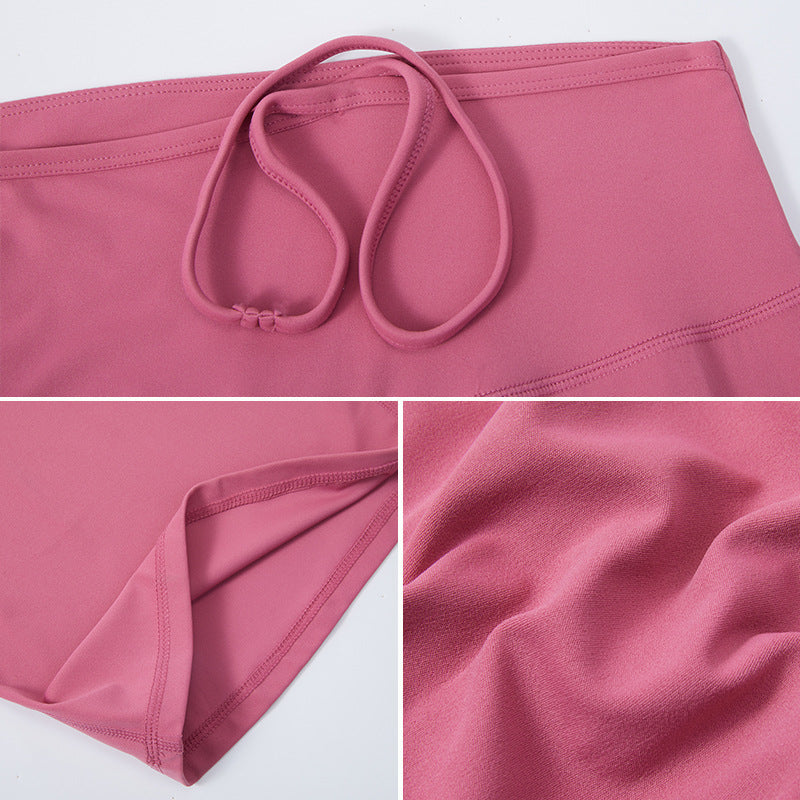 Women Yoga Solid Color Chinlon High-Waisted Wide-Leg Running Sports Fitness Leggings