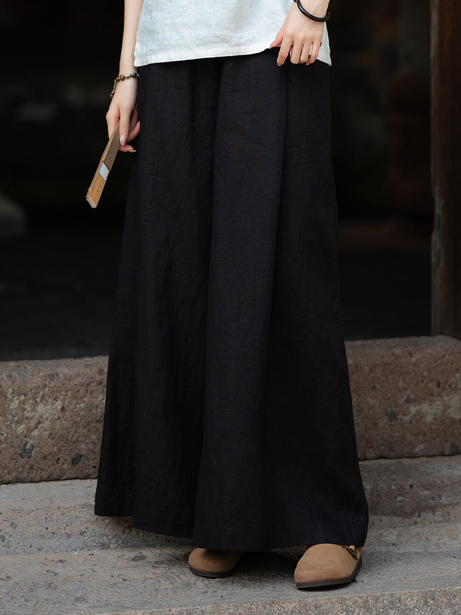 Women's Linen Wide-Leg Pants Artistic Thin Casual Meditation Yoga Pants 