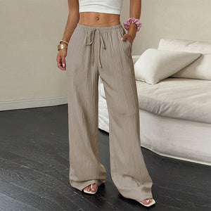  Women's casual pants solid color straight trousers