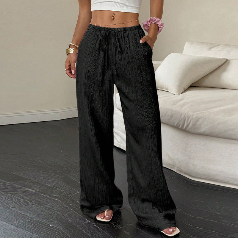  Women's casual pants solid color straight trousers