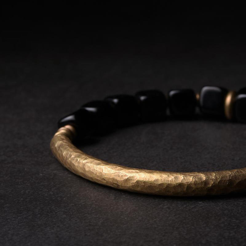 Wood & Brass Niche Design Prosperity and Wealth Bracelet